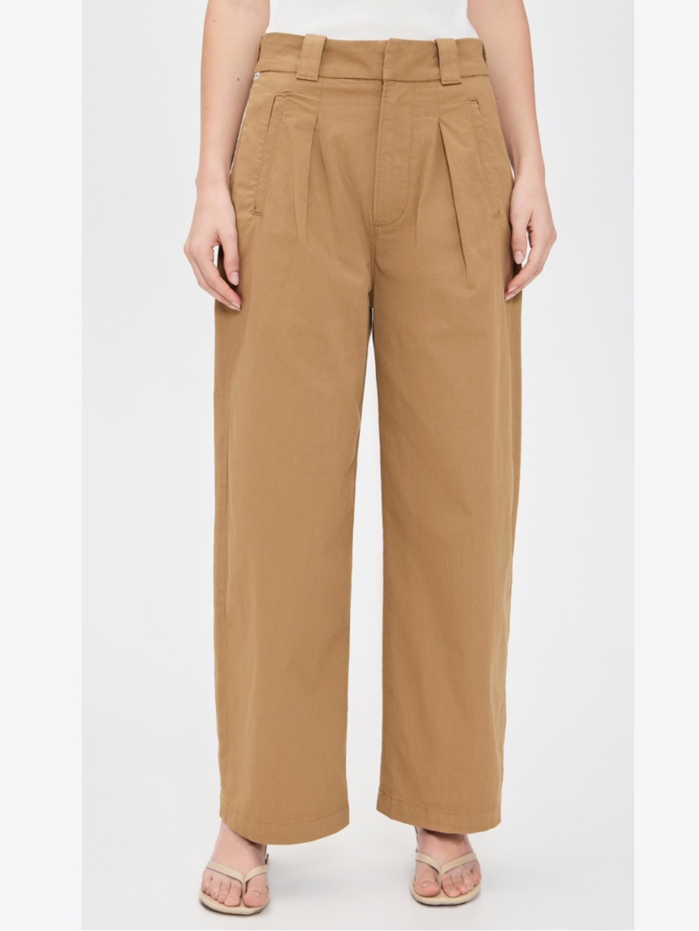 COH Cara Cropped Pleated Trouser Chino Tan Size 27